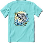 Vissen T-Shirt | Grappig Verjaardag Vis Hobby Cadeau Shirt | Dames - Heren - Unisex | Tshirt Hengelsport Kleding Kado - Licht Blauw - L