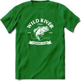 Fishing Club - Vissen T-Shirt | Grappig Verjaardag Vis Hobby Cadeau Shirt | Dames - Heren - Unisex | Tshirt Hengelsport Kleding Kado - Donker Groen - 3XL