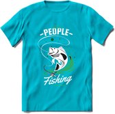 Cool People Do Fishing - Vissen T-Shirt | Groen | Grappig Verjaardag Vis Hobby Cadeau Shirt | Dames - Heren - Unisex | Tshirt Hengelsport Kleding Kado - Blauw - XXL