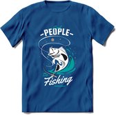 Cool People Do Fishing - Vissen T-Shirt | Aqua | Grappig Verjaardag Vis Hobby Cadeau Shirt | Dames - Heren - Unisex | Tshirt Hengelsport Kleding Kado - Donker Blauw - L