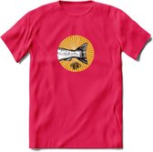 Fishing Tail - Vissen T-Shirt | Grappig Verjaardag Vis Hobby Cadeau Shirt | Dames - Heren - Unisex | Tshirt Hengelsport Kleding Kado - Roze - XXL