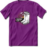 Fishing Boots - Vissen T-Shirt | Grappig Verjaardag Vis Hobby Cadeau Shirt | Dames - Heren - Unisex | Tshirt Hengelsport Kleding Kado - Paars - M