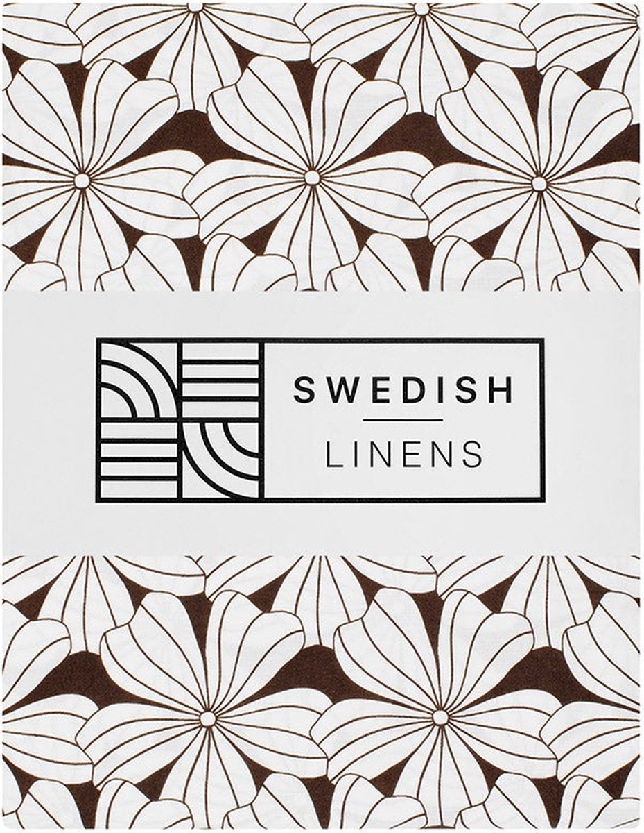 Swedish Linens - Kussensloop Flowers (60x70 cm) - Kussensloop - Chocolate