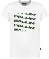 Ballin Amsterdam -  Jongens Slim Fit   T-shirt  - Wit - Maat 128