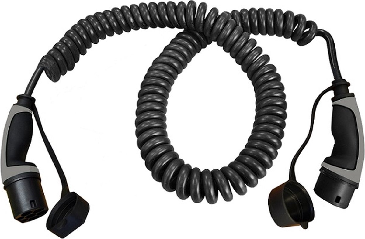 Ratio Premium Laadkabel Type 2 naar Type 2 16A 4meter Gekruld Zwart