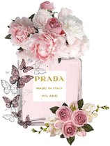 Glasschilderij - parfumfles Prada - 60x80 cm - Wanddecoratie
