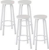 Set Van 4 Barkruk Barkruk Tegenkruk Rond Zit Made Of MDF Wit