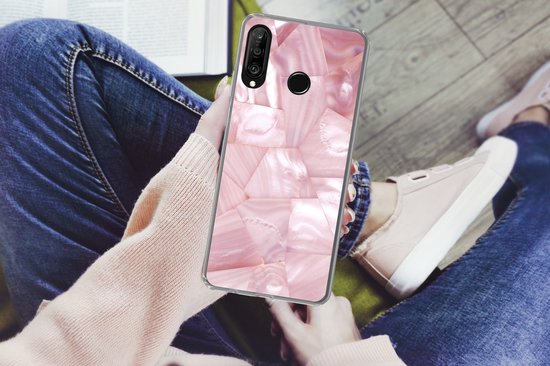 Coque Huawei P30 Lite - Natuursteen - Nacre - Luxe - Coque en Siliconen