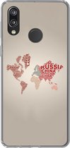 Geschikt voor Huawei P20 Lite (2020) hoesje - Wereldkaart - Kaart - Letters - Siliconen Telefoonhoesje