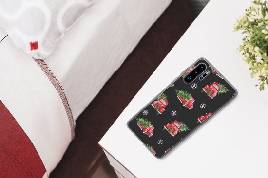 Telefoonhoesje Geschikt voor Huawei P30 Pro hoesje - Kerst - Kerstboom - Auto - Design - Siliconen Telefoonhoesje Telefoonhoesje