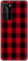 Geschikt voor Huawei P40 Pro hoesje - Plaid - Zwart - Rood - Siliconen Telefoonhoesje