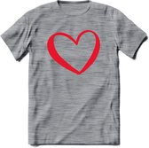 Valentijn Hart T-Shirt | Grappig Valentijnsdag Cadeautje voor Hem en Haar | Dames - Heren - Unisex | Kleding Cadeau | - Donker Grijs - Gemaleerd - 3XL