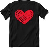 Valentijn Hart T-Shirt | Grappig Valentijnsdag Cadeautje voor Hem en Haar | Dames - Heren - Unisex | Kleding Cadeau | - Zwart - M