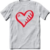 Valentijn Hart T-Shirt | Grappig Valentijnsdag Cadeautje voor Hem en Haar | Dames - Heren - Unisex | Kleding Cadeau | - Licht Grijs - Gemaleerd - L