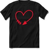 Valentijn Hart T-Shirt | Grappig Valentijnsdag Cadeautje voor Hem en Haar | Dames - Heren - Unisex | Kleding Cadeau | - Zwart - S