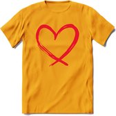 Valentijn Hart T-Shirt | Grappig Valentijnsdag Cadeautje voor Hem en Haar | Dames - Heren - Unisex | Kleding Cadeau | - Geel - M
