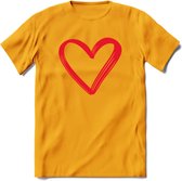 Valentijn Hart T-Shirt | Grappig Valentijnsdag Cadeautje voor Hem en Haar | Dames - Heren - Unisex | Kleding Cadeau | - Geel - XXL