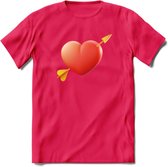 Valentijn Hart T-Shirt | Grappig Valentijnsdag Cadeautje voor Hem en Haar | Dames - Heren - Unisex | Kleding Cadeau | - Roze - M