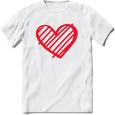 Valentijn Hart T-Shirt | Grappig Valentijnsdag Cadeautje voor Hem en Haar | Dames - Heren - Unisex | Kleding Cadeau | - Wit - S