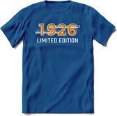 1926 Limited Edition T-Shirt | Goud - Zilver | Grappig Verjaardag en Feest Cadeau Shirt | Dames - Heren - Unisex | Tshirt Kleding Kado | - Donker Blauw - 3XL