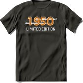 1950 Limited Edition T-Shirt | Goud - Zilver | Grappig Verjaardag en Feest Cadeau Shirt | Dames - Heren - Unisex | Tshirt Kleding Kado | - Donker Grijs - XL