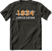 1934 Limited Edition T-Shirt | Goud - Zilver | Grappig Verjaardag en Feest Cadeau Shirt | Dames - Heren - Unisex | Tshirt Kleding Kado | - Donker Grijs - XL