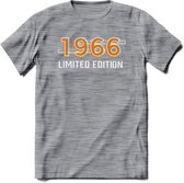 1966 Limited Edition T-Shirt | Goud - Zilver | Grappig Verjaardag en Feest Cadeau Shirt | Dames - Heren - Unisex | Tshirt Kleding Kado | - Donker Grijs - Gemaleerd - XL