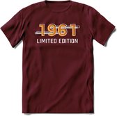 1961 Limited Edition T-Shirt | Goud - Zilver | Grappig Verjaardag en Feest Cadeau Shirt | Dames - Heren - Unisex | Tshirt Kleding Kado | - Burgundy - XXL