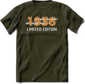 1936 Limited Edition T-Shirt | Goud - Zilver | Grappig Verjaardag en Feest Cadeau Shirt | Dames - Heren - Unisex | Tshirt Kleding Kado | - Leger Groen - XXL