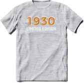 1930 Limited Edition T-Shirt | Goud - Zilver | Grappig Verjaardag en Feest Cadeau Shirt | Dames - Heren - Unisex | Tshirt Kleding Kado | - Licht Grijs - Gemaleerd - XXL