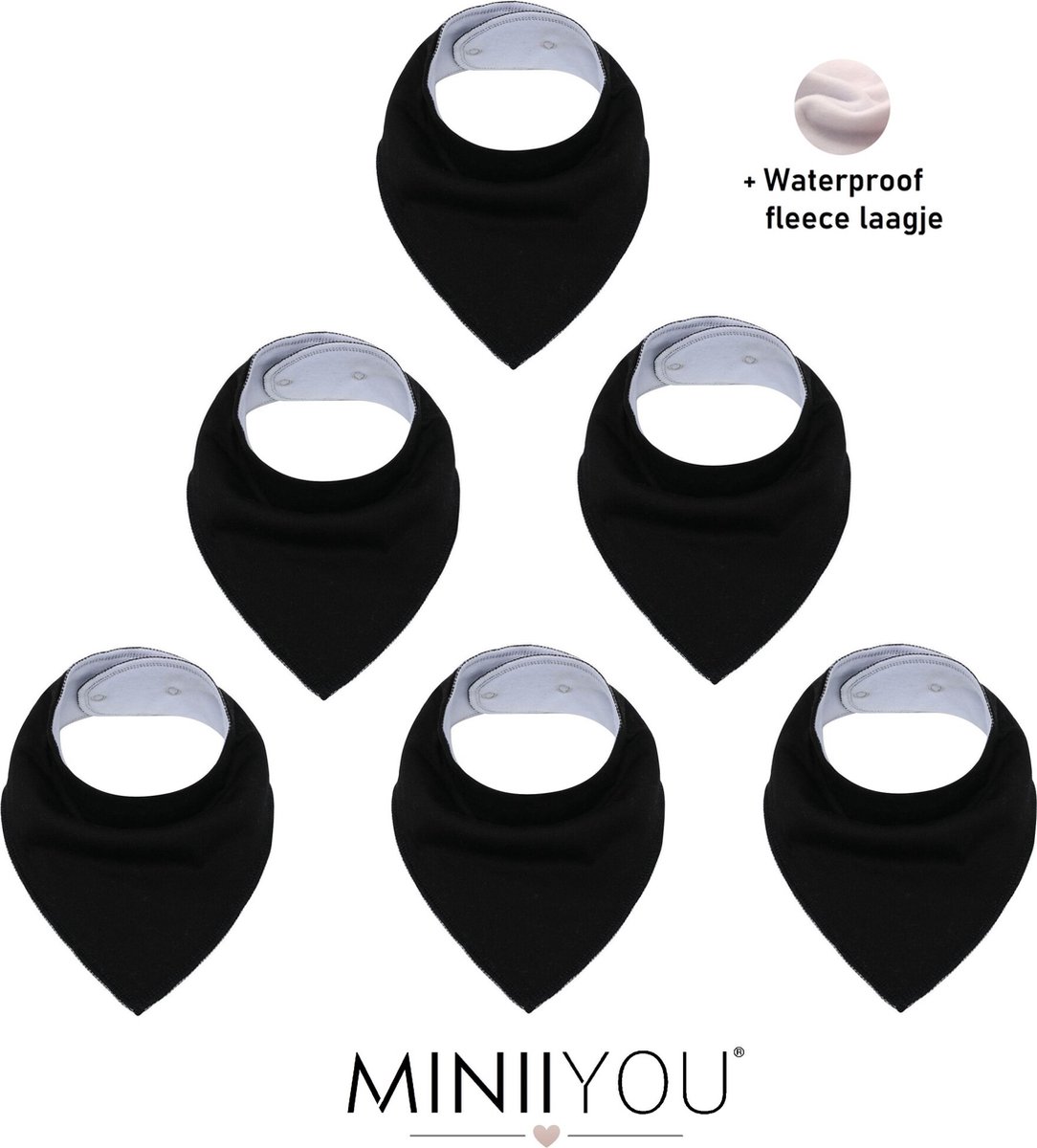 6 Stuks - Bandana Slabbetjes - Effen Zwart - Kwijlslabbetjes met Fleece 6 Stuks - Bandana Slabbetjes - Effen Zwart - Kwijlslabbetjes met Fleece