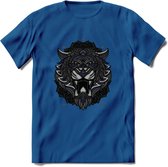 Tijger - Dieren Mandala T-Shirt | Donkerblauw | Grappig Verjaardag Zentangle Dierenkop Cadeau Shirt | Dames - Heren - Unisex | Wildlife Tshirt Kleding Kado | - Donker Blauw - 3XL