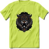Tijger - Dieren Mandala T-Shirt | Oranje | Grappig Verjaardag Zentangle Dierenkop Cadeau Shirt | Dames - Heren - Unisex | Wildlife Tshirt Kleding Kado | - Groen - XL