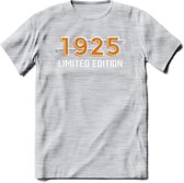 1925 Limited Edition T-Shirt | Goud - Zilver | Grappig Verjaardag en Feest Cadeau Shirt | Dames - Heren - Unisex | Tshirt Kleding Kado | - Licht Grijs - Gemaleerd - M