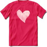 Valentijn Pastel waterverf Hart T-Shirt | Grappig Valentijnsdag Cadeautje voor Hem en Haar | Dames - Heren - Unisex | Kleding Cadeau | - Roze - S