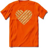 Valentijn Goud Hart T-Shirt | Grappig Valentijnsdag Cadeautje voor Hem en Haar | Dames - Heren - Unisex | Kleding Cadeau | - Oranje - 3XL