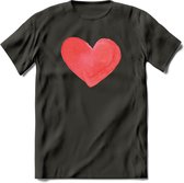 Valentijn Pastel waterverf Hart T-Shirt | Grappig Valentijnsdag Cadeautje voor Hem en Haar | Dames - Heren - Unisex | Kleding Cadeau | - Donker Grijs - XL