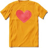 Valentijn Pastel waterverf Hart T-Shirt | Grappig Valentijnsdag Cadeautje voor Hem en Haar | Dames - Heren - Unisex | Kleding Cadeau | - Geel - XL