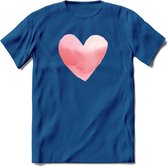 Valentijn Pastel waterverf Hart T-Shirt | Grappig Valentijnsdag Cadeautje voor Hem en Haar | Dames - Heren - Unisex | Kleding Cadeau | - Donker Blauw - L