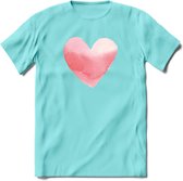 Valentijn Pastel waterverf Hart T-Shirt | Grappig Valentijnsdag Cadeautje voor Hem en Haar | Dames - Heren - Unisex | Kleding Cadeau | - Licht Blauw - M