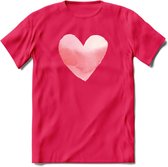 Valentijn Pastel waterverf Hart T-Shirt | Grappig Valentijnsdag Cadeautje voor Hem en Haar | Dames - Heren - Unisex | Kleding Cadeau | - Roze - M