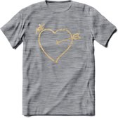 Valentijn Goud Hart T-Shirt | Grappig Valentijnsdag Cadeautje voor Hem en Haar | Dames - Heren - Unisex | Kleding Cadeau | - Donker Grijs - Gemaleerd - XXL