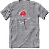 Valentijn roos Hart T-Shirt | Grappig Valentijnsdag Cadeautje voor Hem en Haar | Dames - Heren - Unisex | Kleding Cadeau | - Donker Grijs - Gemaleerd - 3XL