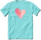 Valentijn Pastel waterverf Hart T-Shirt | Grappig Valentijnsdag Cadeautje voor Hem en Haar | Dames - Heren - Unisex | Kleding Cadeau | - Licht Blauw - XXL