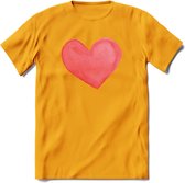 Valentijn Pastel waterverf Hart T-Shirt | Grappig Valentijnsdag Cadeautje voor Hem en Haar | Dames - Heren - Unisex | Kleding Cadeau | - Geel - L