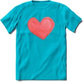Valentijn Pastel waterverf Hart T-Shirt | Grappig Valentijnsdag Cadeautje voor Hem en Haar | Dames - Heren - Unisex | Kleding Cadeau | - Blauw - XXL