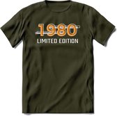 1980 Limited Edition T-Shirt | Goud - Zilver | Grappig Verjaardag en Feest Cadeau Shirt | Dames - Heren - Unisex | Tshirt Kleding Kado | - Leger Groen - L