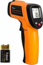Thermometer | Infrarood | Laser-Infrarood | Pyrometer | Lcd-Verlichting | (-50 °C tot 550 °C) | Geel | Temperatuurmeting | Omschakel-Baar | 9V-Batterij | Antislip