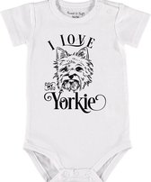 Baby Rompertje met tekst 'Yorkie' |Korte mouw l | wit zwart | maat 50/56 | cadeau | Kraamcadeau | Kraamkado