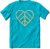 Valentijn Goud Hart T-Shirt | Grappig Valentijnsdag Cadeautje voor Hem en Haar | Dames - Heren - Unisex | Kleding Cadeau | - Blauw - S